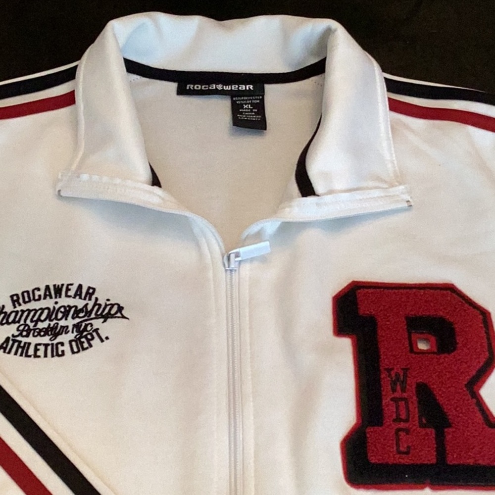 Rocawear White Jacket with Red and Black Stripes - Picture 2 of 7